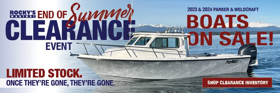 End of Summer Clearance Event — 2023 and 2024 Parker and Weldcraft boats on sale at Rocky's Marine. Limited stock. Shop clearance inventory.